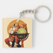 Kerstman op het Wereldbol Sleutelhanger (Achterkant)