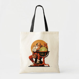 Kerstman op het Wereldbol Tote Bag