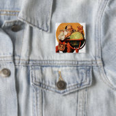 Kerstman op het Wereldbol Vierkante Button 5,1 Cm (In situ)