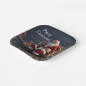 Kerstman op kerstavond papieren bordje (Gebogen)