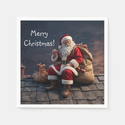 Kerstman op kerstavond servet (Voorkant)