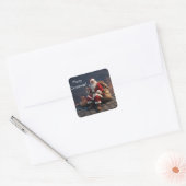 Kerstman op kerstavond vierkante sticker (Envelop)