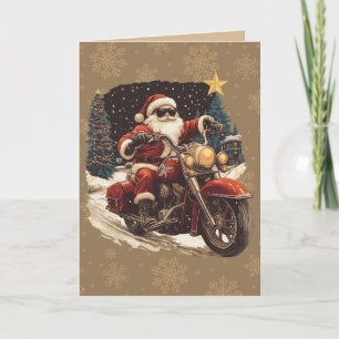 Kerstman op motorfiets kerstkaart kaart