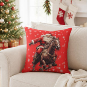 Kerstman op Paard Worp Kussen