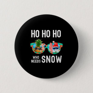 Kerstman op palmboom surfend Zomer Vakantie Ho Ho Ronde Button 5,7 Cm
