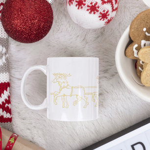 Kerstman op rendier slee hete chocolademelk tweekleurige koffiemok