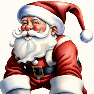 Kerstman op rolschaatsen vlak kerstkaart