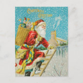 Kerstman op schoorsteen Feestdagenkaart (Voorkant)