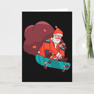 Kerstman op skateboard grappig kerstcadeau kaart