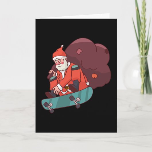 Kerstman op skateboard kaart (Voorkant)
