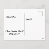 Kerstman op skateboard peperkoek huis achtergrond feestdagenkaart (Achterkant)