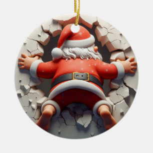 Kerstman Op zoek in Santa Cam Keramisch Ornament
