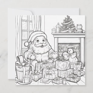 Kerstman Open Haard Cadeaus Kinderen Kleuren Kerst Feestdagenkaart