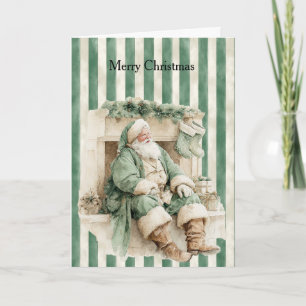 Kerstman Open Haard Sinterklaas Kousen Groene Stre Kaart