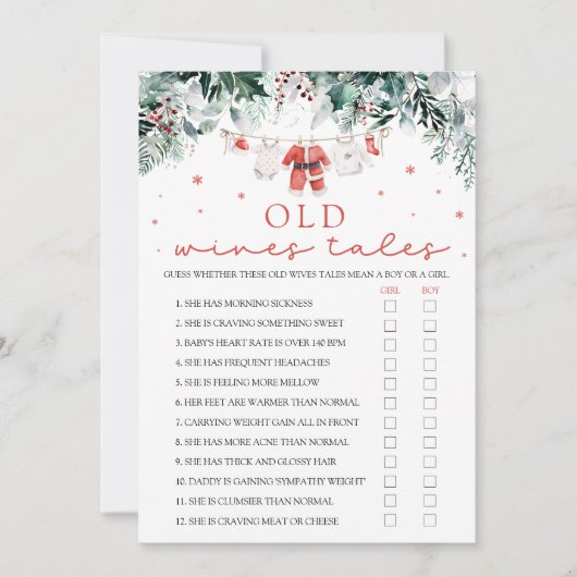 Kerstman oude vrouwen verhalen Baby shower spel Kaart (Voorkant)