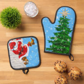 kerstman ovenwant & pannenlap set (Top down)