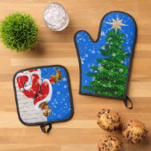 kerstman ovenwant & pannenlap set (Top down)