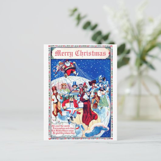  kerstman over de hele wereld Uniek Briefkaart (Staand voorkant)