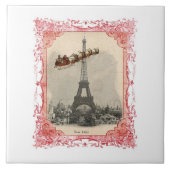  kerstman over Parijs Trivet Tile Tegeltje (Voorkant)
