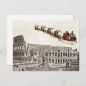  kerstman over Rome Briefkaart (Voorkant / Achterkant)