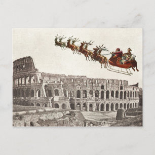  kerstman over Rome Briefkaart