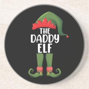 Kerstman papa Elf Familie Matching Groep Kerstmis Zandsteen Onderzetter