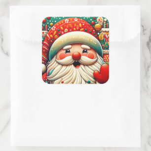 Kerstman Papai Noel Baba Sint Nicolaas Kris Vierkante Sticker