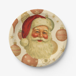 Kerstman Papieren Borden Retro Stijl Bordje