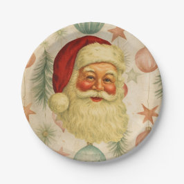 Kerstman Papieren Borden Retro Stijl Bordje