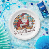  kerstman papieren bordje (Feest)