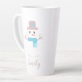 Kerstman Pastel Roze Naam Latte Mok (Linkerhoek)