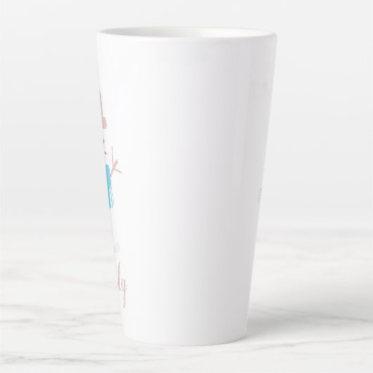 Kerstman Pastel Roze Naam Latte Mok (Voorkant)