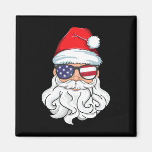 Kerstman Patriottisch Usa Zonnebril Kinderen Kerst Magneet