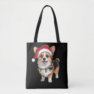 Kerstman Pembroke Welsh Corgi Kerstboom Lichtjes  Draagtas