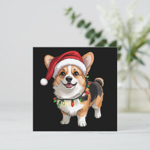 Kerstman Pembroke Welsh Corgi Kerstboom Lichtjes Kaart