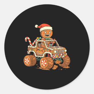 Kerstman Pepparkok Bestuurt Vrachtwagen Xmas Licht Ronde Sticker