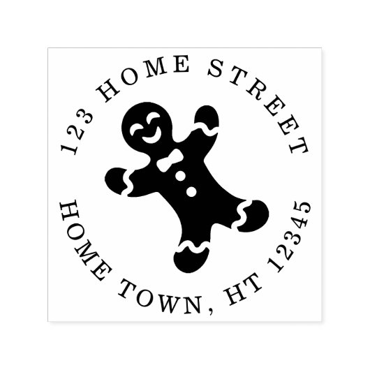 Kerstman Pepparkok Rond Retouradres Zelfinktende Stempel (Design)