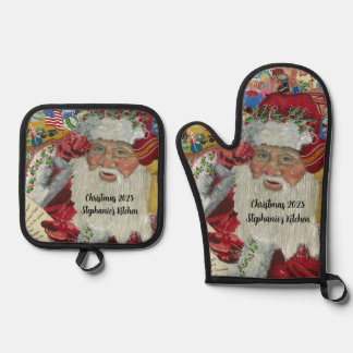 Kerstman Persoonlijke Naam Kerstmis 20XX Ovenwant & Pannenlap Set