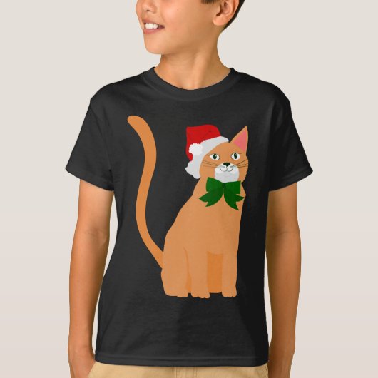 kerstman pet oranje kat t-shirt (Voorkant)