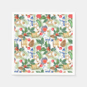 kerstman, pijnbomen, Holly, Sled, Star Servet (Voorkant)