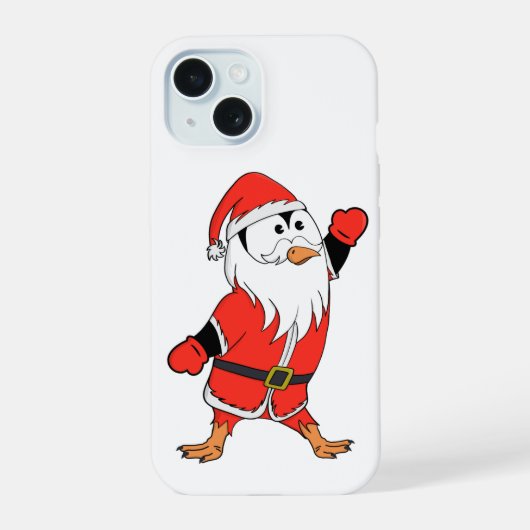 Kerstman Pinguïn Klaar voor Kerstmis iPhone 15 Hoesje (Achterkant)