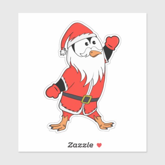 Kerstman Pinguïn Klaar voor Kerstmis Sticker (Vel)