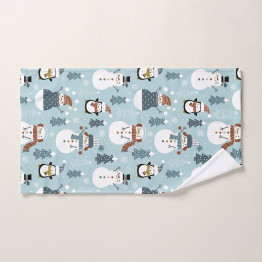 kerstman, pinguïns en bomen bad handdoek (Handdoek)