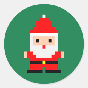 Kerstman Pixel Art 1 Ronde Sticker