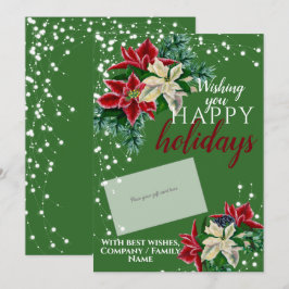 Kerstman Poinsettia Green Gift Kaart Holder