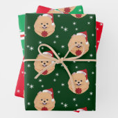 Kerstman Pomeranian Dog Snowflake Inpakpapier Vel (In situ)