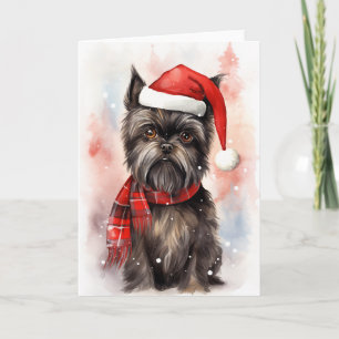 Kerstman Pootjes Festieve Affenpinscher Hond Kerst Bedankkaart