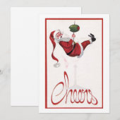 Kerstman proost met Kerstmis Feestdagenkaart (Voorkant / Achterkant)