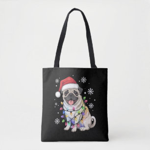 Kerstman Pug Kerstverlichting Xmas Hond Liefhebber Draagtas