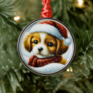 Kerstman puppy Kerstmis Metalen Ornament